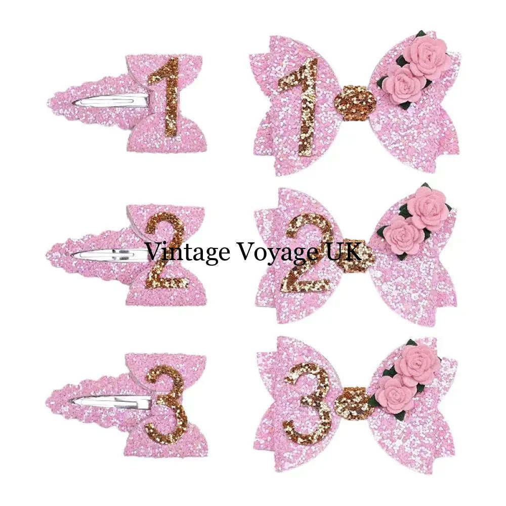 NEW! PINK SHIMMERING BIRTHDAY HAIR CLIP. SET OF TWO. SECOND Hair Pins Claws & Clips
