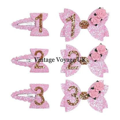NEW! PINK SHIMMERING BIRTHDAY HAIR CLIP. SET OF TWO. SECOND Hair Pins Claws & Clips