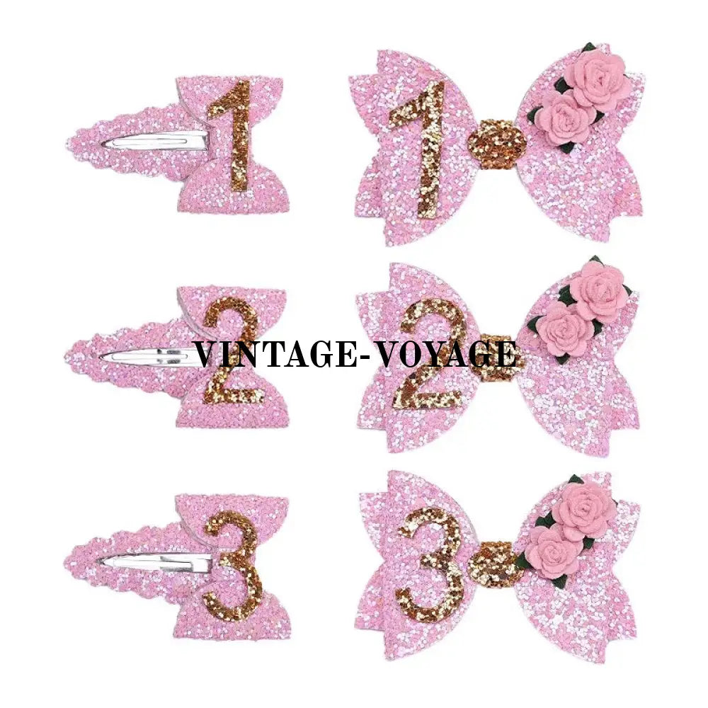 NEW! PINK SHIMMERING BIRTHDAY HAIR CLIP. SET OF TWO. SECOND Hair Pins Claws & Clips