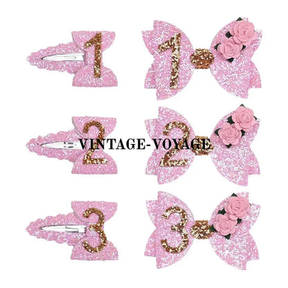 NEW! PINK SHIMMERING BIRTHDAY HAIR CLIP. SET OF TWO. SECOND Hair Pins Claws & Clips