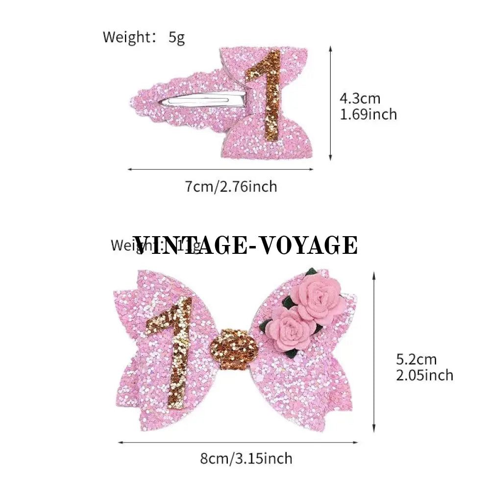 NEW! PINK SHIMMERING BIRTHDAY HAIR CLIP. SET OF TWO. SECOND Hair Pins Claws & Clips