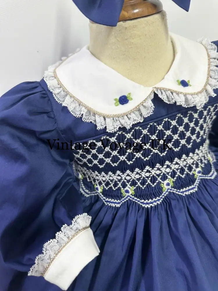 PRE-ORDER & GET IT NEXT WEEK! NEW! REBECCA NAVY BLUE HAND-SMOCKED DRESS & BOWS Baby & Toddler Dresses