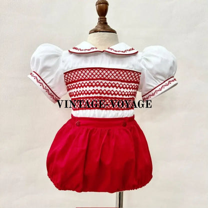 Pre-Order Now & Get It Next Week!👼Roman 👑Red Baby Boys Hand-Smocked Romper/Suit N/B Toddler Outfits