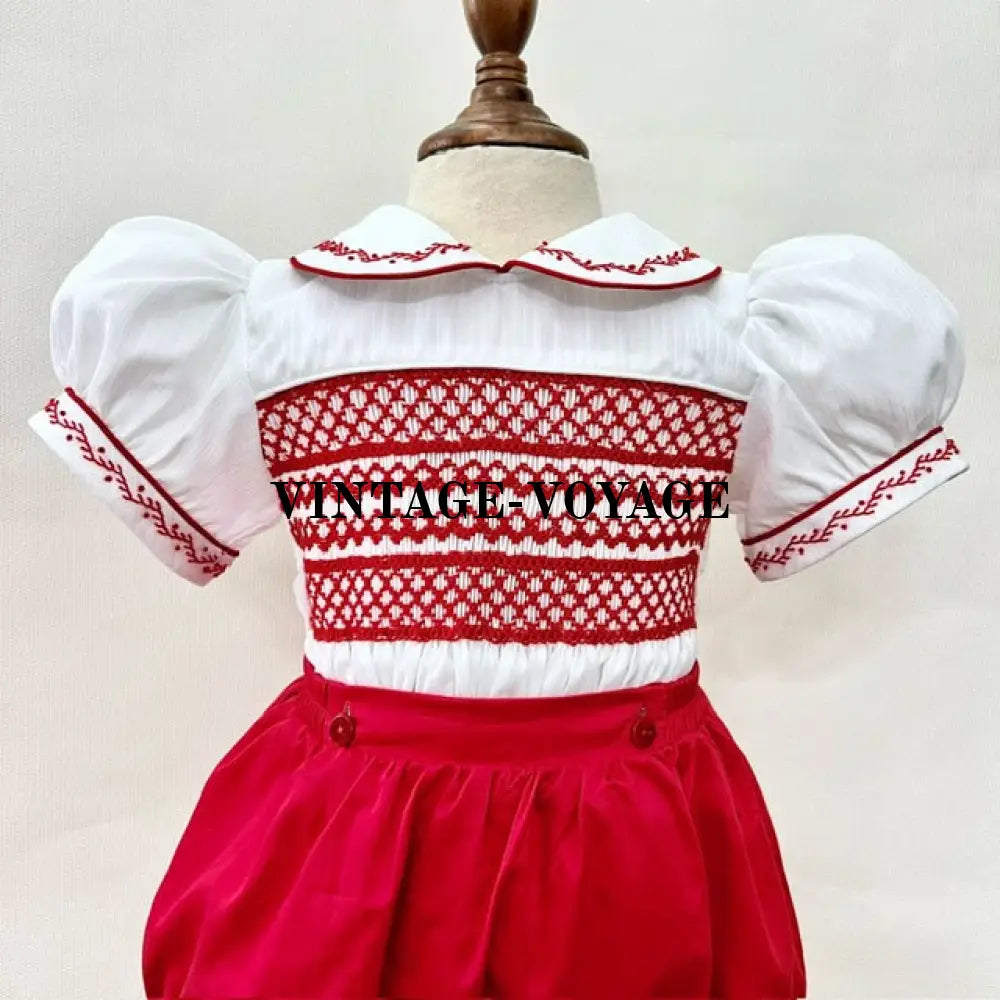 Pre-Order Now & Get It Next Week!👼Roman 👑Red Baby Boys Hand-Smocked Romper/Suit Toddler Outfits