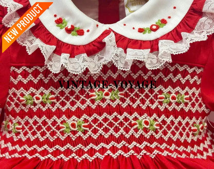 PRE ORDER&GET NEXT WEEK! NEW! ROSEMARY RED HAND SMOCKED DRESS & HAIR BOWS Baby & Toddler Dresses