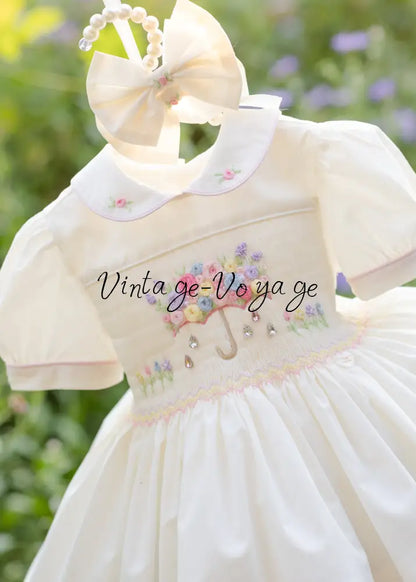 NEW SEASON☔️🍁GEMMA💎HAND-SMOCKED🧵🪡👑CREAM🍦DRESS & ACCESSORIES🎀 - 12M - Baby & Toddler Dresses