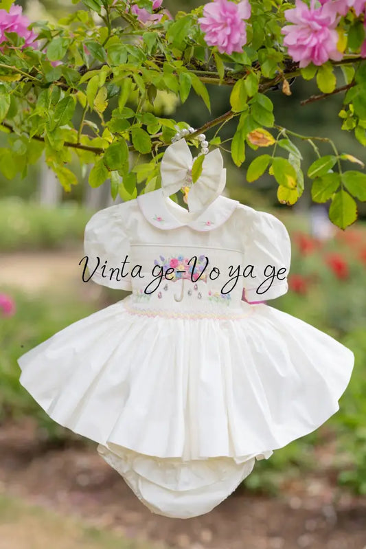 NEW SEASON☔️🍁GEMMA💎HAND-SMOCKED🧵🪡👑CREAM🍦DRESS & ACCESSORIES🎀 - 24M - Baby & Toddler Dresses