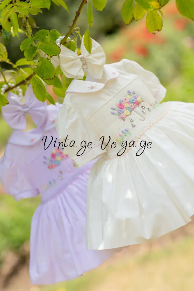 NEW SEASON☔️🍁GEMMA💎HAND-SMOCKED🧵🪡👑CREAM🍦DRESS & ACCESSORIES🎀 - Baby & Toddler Dresses