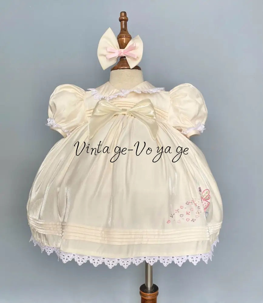 NEW!SPARKLE👼BISCUIT HAND-EMBROIDERED🧵🪡BABY DRESS,BLOOMERS,HEADBAND SET NB Baby & Toddler Dresses