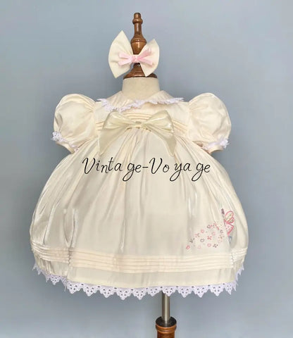 NEW!SPARKLE👼BISCUIT HAND-EMBROIDERED🧵🪡BABY DRESS,BLOOMERS,HEADBAND SET NB Baby & Toddler Dresses