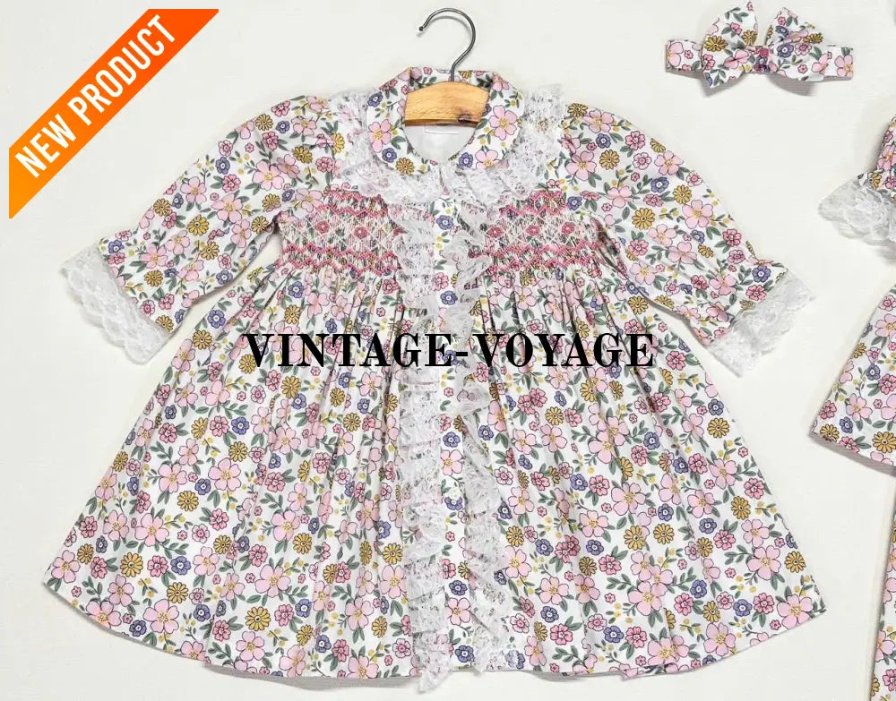 PRE-ORDER & GET NEXT WEEK! NEW! SUNNY STRAWBERRY PRINT HAND-SMOCKED PJ & GOWN SET pyjama set