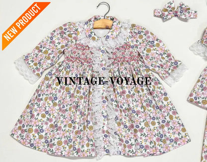 PRE-ORDER & GET NEXT WEEK! NEW! SUNNY STRAWBERRY PRINT HAND-SMOCKED PJ & GOWN SET pyjama set