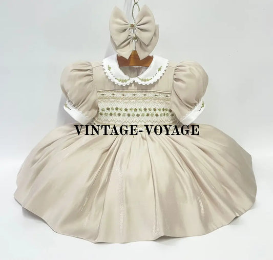 PRE ORDER! NEW! PALOMA CREAM FRONT & BACK HAND SMOCKED DRESS & BOWS 6M Baby & Toddler Dresses