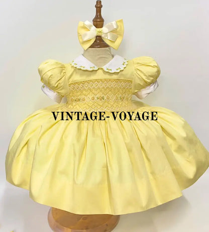 Pre-Order & Get It Next Week! May Lemon Hand-Smocked Dress Hair Bows Or Headbands 6M Baby Toddler