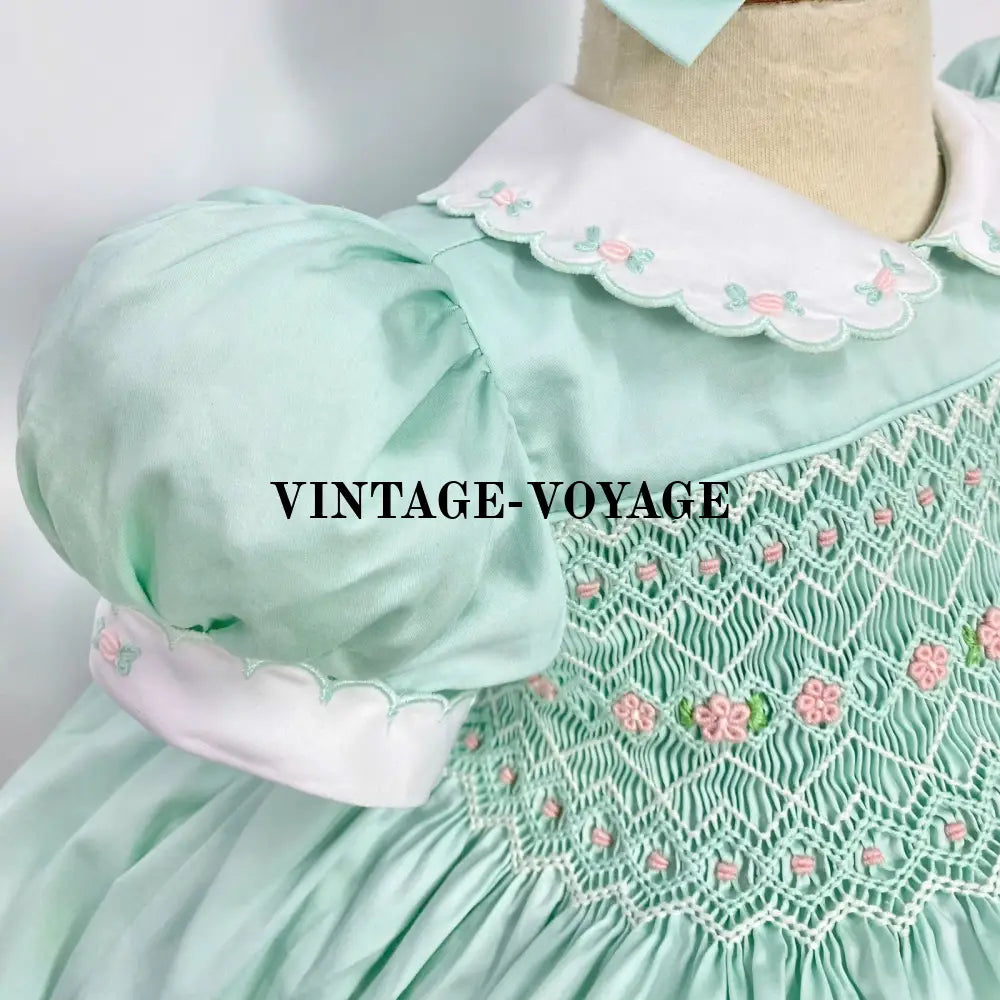 Pre-Order & Get It Next Week! May Mint Hand-Smocked Dress Hair Bows Or Headbands Baby Toddler