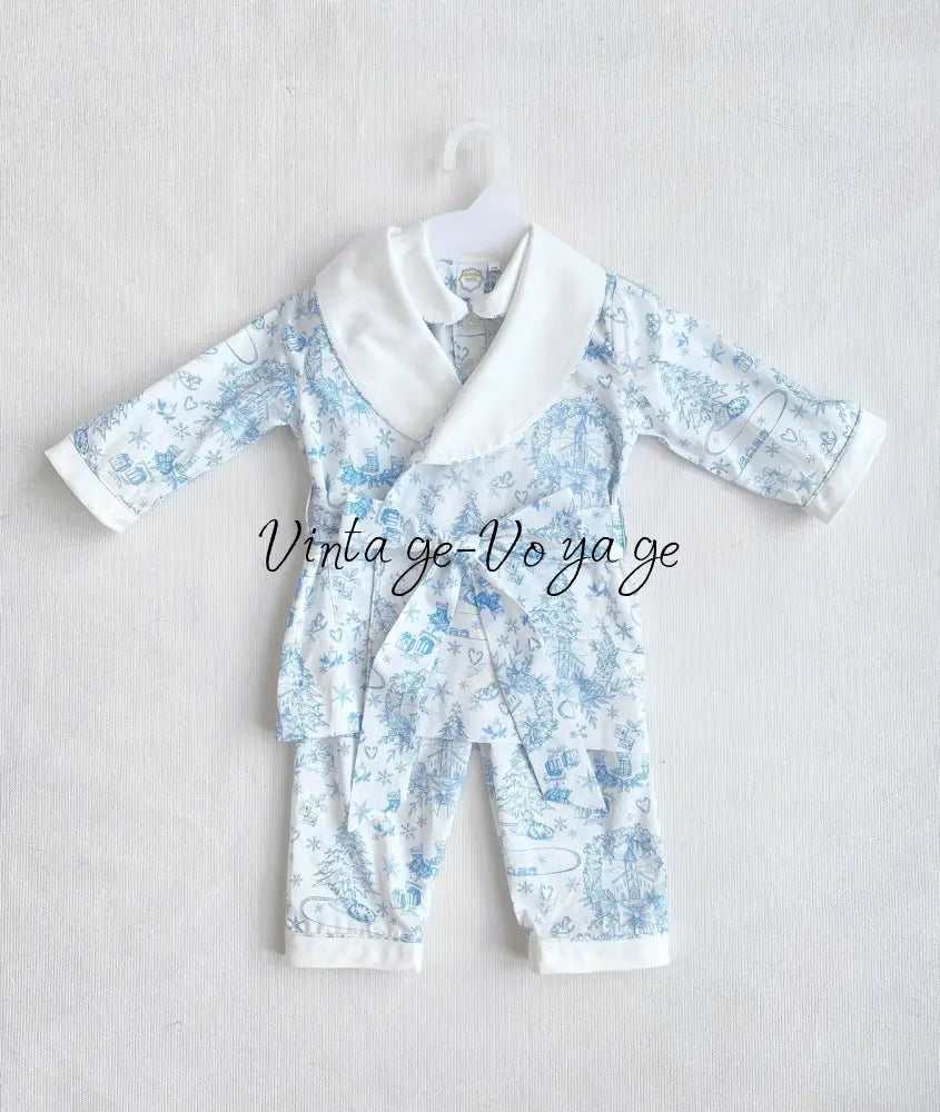 PRE-ORDER & GET IT NEXT WEEK! NEW! Boys Blue Custom Print Pyjamas & Dressing Gown Set - pyjama set