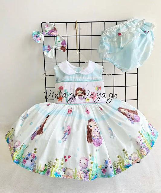 PRE-ORDER & GET IT NEXT WEEK! NEW! CALYPSO CUSTOM PRINT HAND-SMOCKED DRESS & ACCSSORIES - 6M - Baby & Toddler Dresses