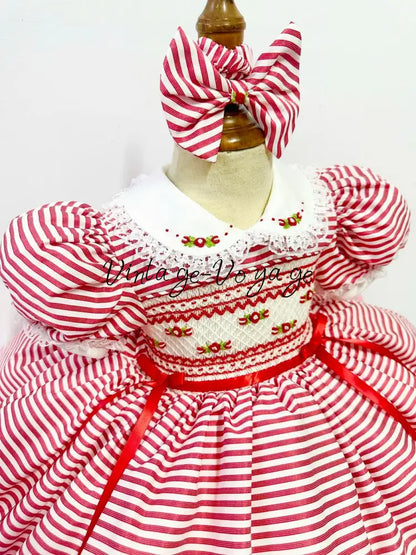 PRE-ORDER & GET IT NEXT WEEK! NEW🤩CANDY👑RED HAND-SMOCKED🧵🪡DRESS PANTIES & HAIR ACCESSORIES🎀 Baby & Toddler Dresses