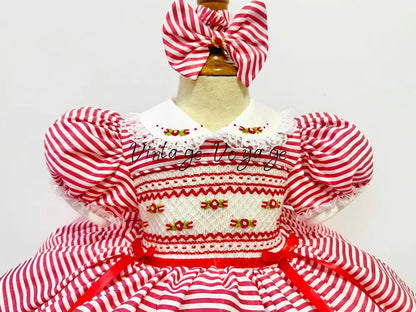 PRE-ORDER & GET IT NEXT WEEK! NEW🤩CANDY👑RED HAND-SMOCKED🧵🪡DRESS PANTIES & HAIR ACCESSORIES🎀 Baby & Toddler Dresses