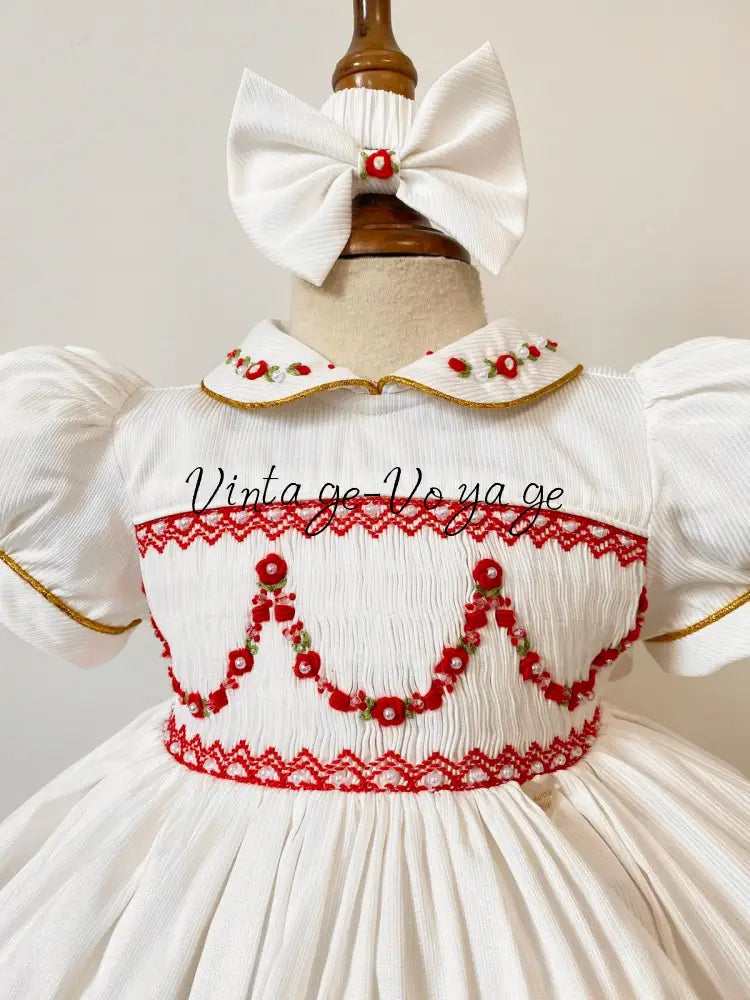 PRE-ORDER & GET IT NEXT WEEK! NEW! CASSANDRA BISCUIT HAND-SMOCKED DRESS & ACCESSORIES - Baby & Toddler Dresses