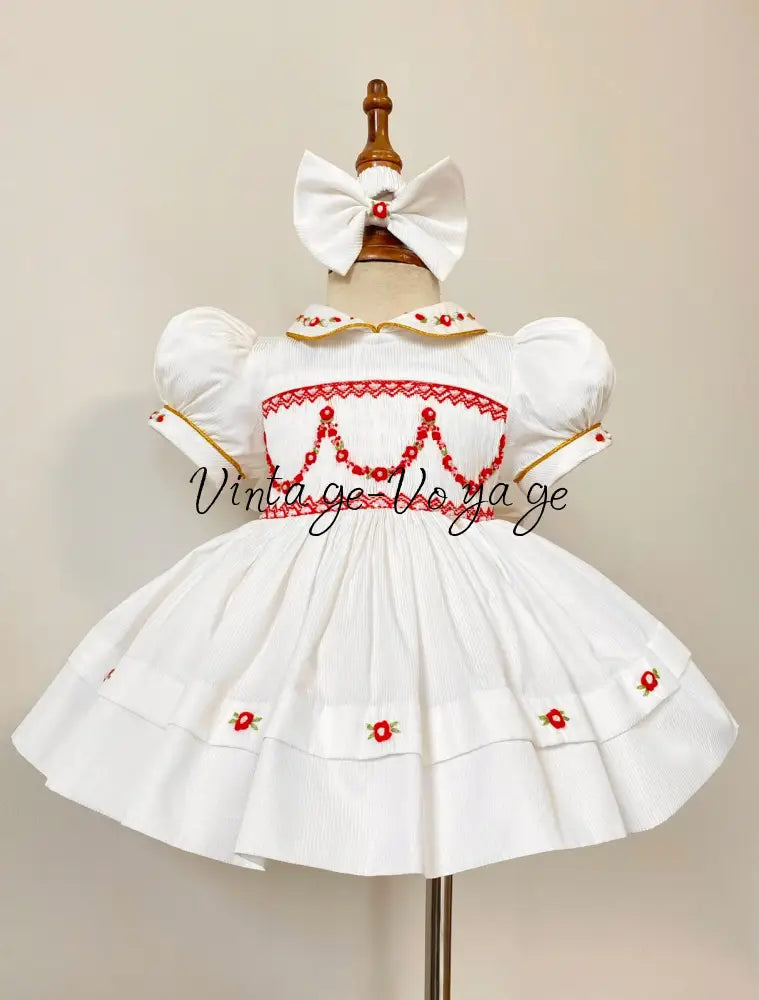 PRE-ORDER & GET IT NEXT WEEK! NEW! CASSANDRA BISCUIT HAND-SMOCKED DRESS & ACCESSORIES - Baby & Toddler Dresses