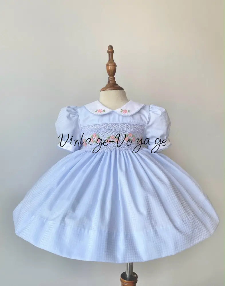 PRE-ORDER & GET IT NEXT WEEK! NEW! DARLING BLUE HAND-SMOCKED DRESS & ACCESSORIES - 3M - Baby & Toddler Dresses