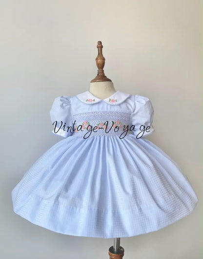 PRE-ORDER & GET IT NEXT WEEK! NEW! DARLING BLUE HAND-SMOCKED DRESS & ACCESSORIES - 3M - Baby & Toddler Dresses