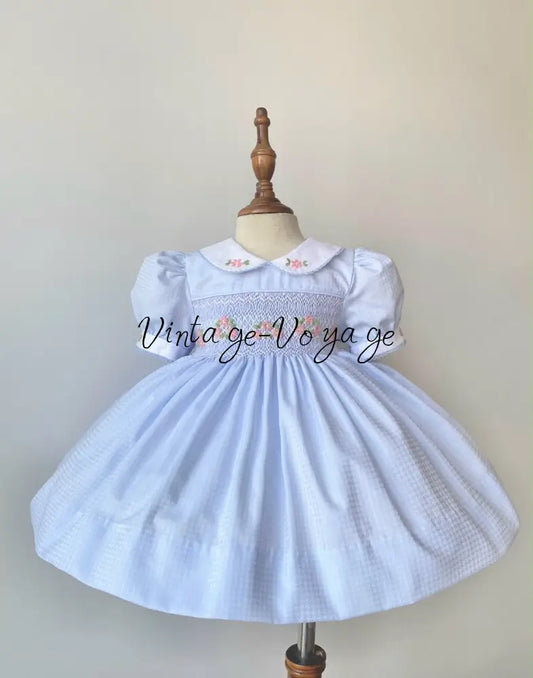 PRE-ORDER & GET IT NEXT WEEK! NEW! DARLING BLUE HAND-SMOCKED DRESS & ACCESSORIES - 3M - Baby & Toddler Dresses