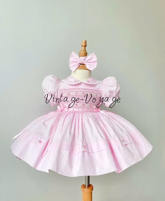 PRE-ORDER & GET IT NEXT WEEK‼️NEW😍DELPHINA PINK🌸HAND-SMOCKED🧵🪡👑DRESS PANTIES & HAIR ACCESSORIES🎀 - 3M - Baby & Toddler