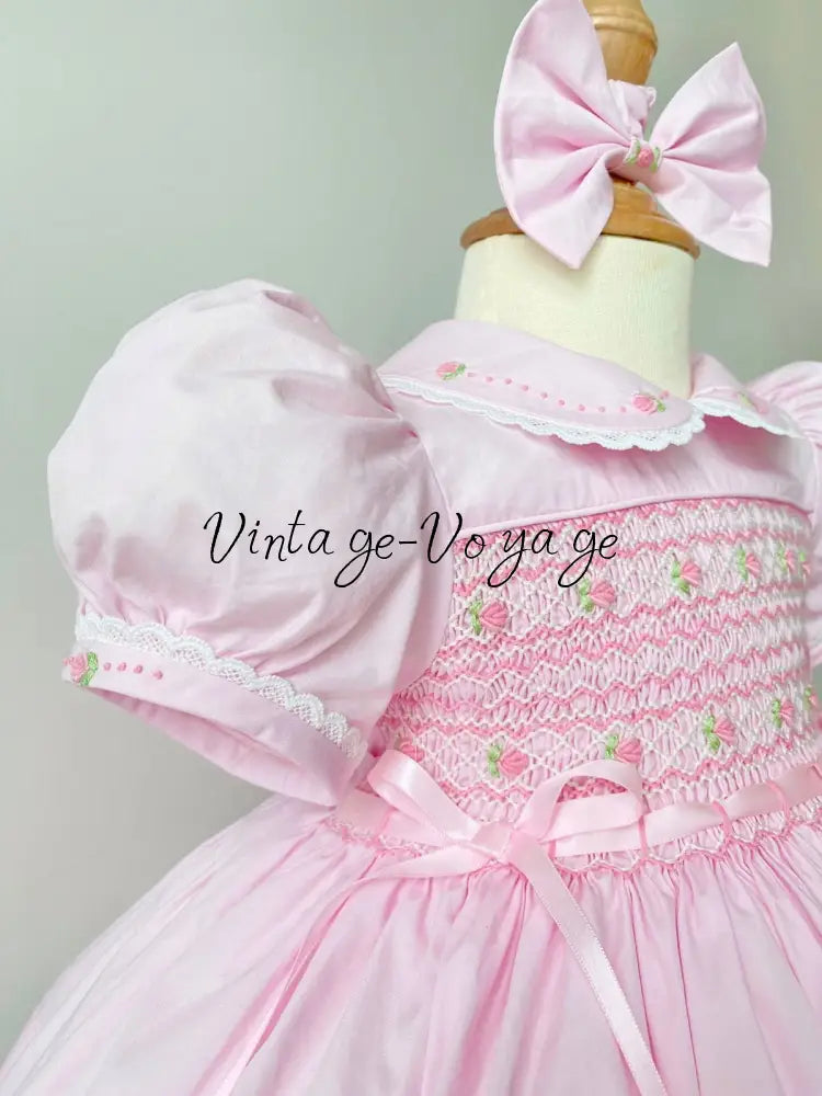PRE-ORDER & GET IT NEXT WEEK‼️NEW😍DELPHINA PINK🌸HAND-SMOCKED🧵🪡👑DRESS PANTIES & HAIR ACCESSORIES🎀 - Baby & Toddler