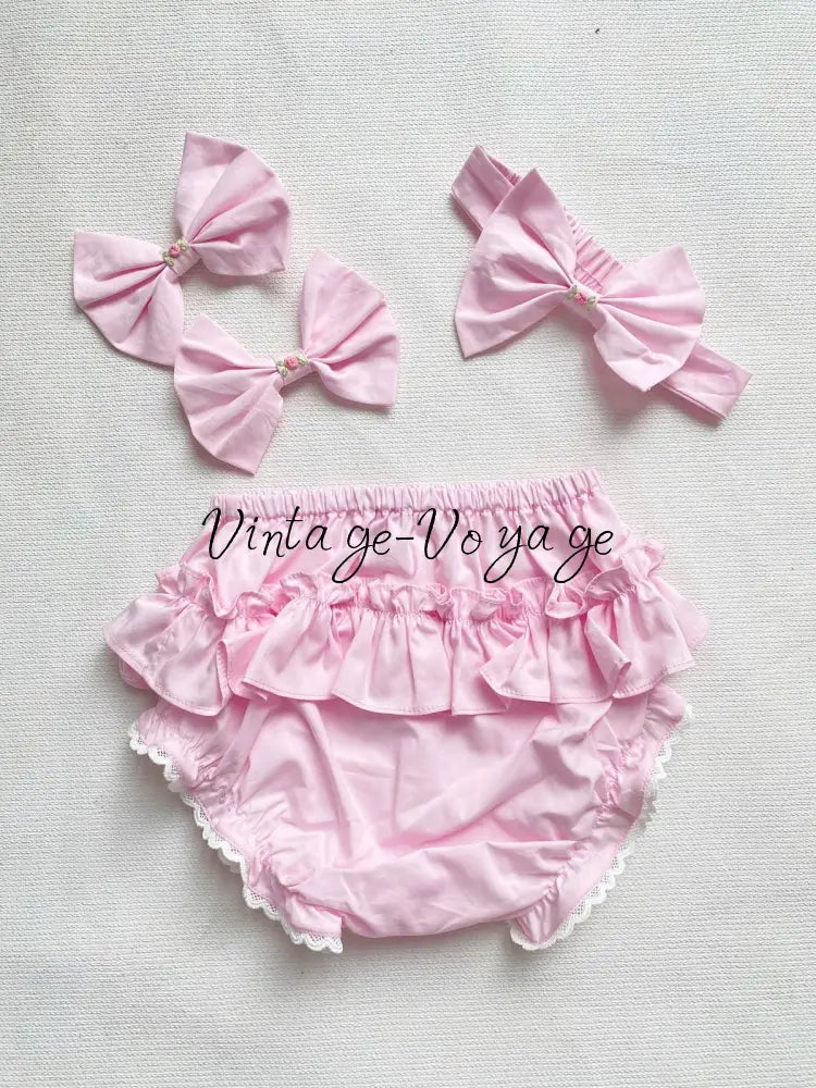 PRE-ORDER & GET IT NEXT WEEK‼️NEW😍DELPHINA PINK🌸HAND-SMOCKED🧵🪡👑DRESS PANTIES & HAIR ACCESSORIES🎀 - Baby & Toddler