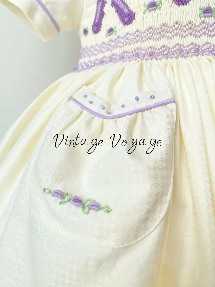 PRE-ORDER & GET IT NEXT WEEK! NEW LINA BALLERINA CREAM & LILAC HAND-SMOCKED DRESS & ACCESSORIES - Baby & Toddler Dresses