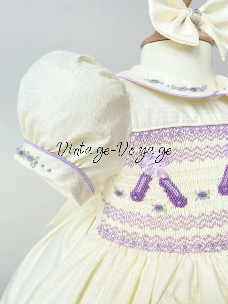 PRE-ORDER & GET IT NEXT WEEK! NEW LINA BALLERINA CREAM & LILAC HAND-SMOCKED DRESS & ACCESSORIES - Baby & Toddler Dresses