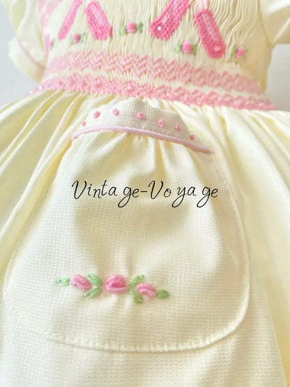 PRE-ORDER & GET IT NEXT WEEK! NEW LINA BALLERINA CREAM & PINK HAND-SMOCKED DRESS & ACCESSORIES - Baby & Toddler Dresses
