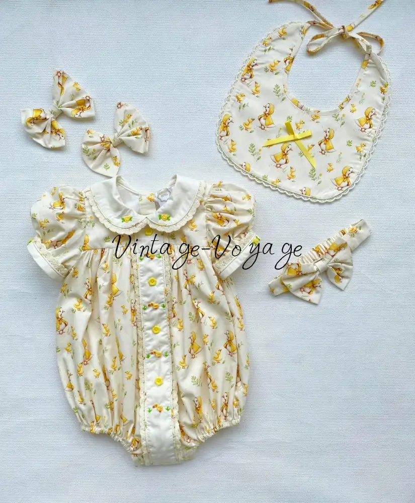 PRE-ORDER & GET IT NEXT WEEK! NEW! LUCKY CUSTOM PRINT HAND-EMBROIDERED 🧵🪡ROMPER BIB & HAIR BOWS OR HEADBAND 🎀🎀 NB-1M