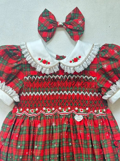 PRE-ORDER & GET IT NEXT WEEK! NEW! MAGGIE BABY GIRLS TARTAN HAND-SMOCKED ROMPER & ACCESSORIES - 1M - Baby & Toddler