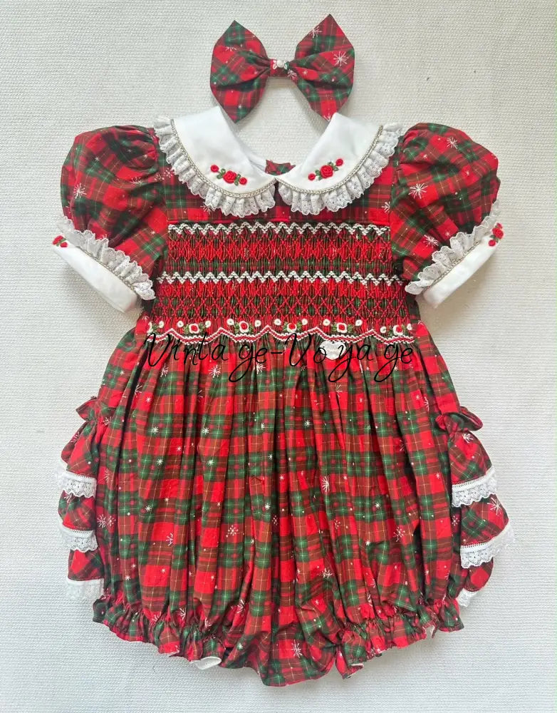 PRE-ORDER & GET IT NEXT WEEK! NEW! MAGGIE BABY GIRLS TARTAN HAND-SMOCKED ROMPER & ACCESSORIES - Baby & Toddler Outfits