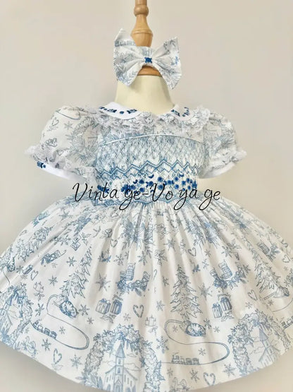 PRE-ORDER & GET IT NEXT WEEK! NEW! MARGARET CUSTOM PRINTED HAND-SMOCKED DRESS & ACCESSORIES - 6M - Baby & Toddler