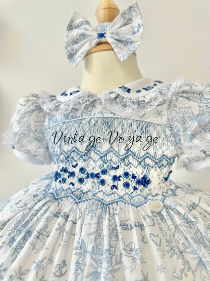 PRE-ORDER & GET IT NEXT WEEK! NEW! MARGARET CUSTOM PRINTED HAND-SMOCKED DRESS & ACCESSORIES - Baby & Toddler Dresses