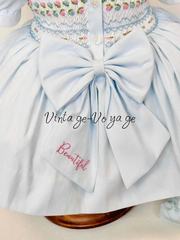 PRE-ORDER & GET IT NEXT WEEK‼️NEW🤩PALOMA BABY BLUE FRONT & BACK HAND-SMOCKED🧵🪡DRESS,PANTIES & BOWS🎀 Baby & Toddler