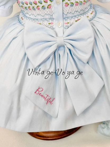 PRE-ORDER & GET IT NEXT WEEK‼️NEW🤩PALOMA BABY BLUE FRONT & BACK HAND-SMOCKED🧵🪡DRESS,PANTIES & BOWS🎀 Baby & Toddler
