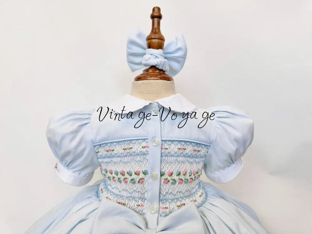 PRE-ORDER & GET IT NEXT WEEK‼️NEW🤩PALOMA BABY BLUE FRONT & BACK HAND-SMOCKED🧵🪡DRESS,PANTIES & BOWS🎀 Baby & Toddler