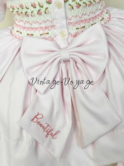 PRE-ORDER & GET IT NEXT WEEK! NEW! PALOMA BABY PINK FRONT & BACK HAND-SMOCKED🧵🪡DRESS & BOWS🎀 Baby & Toddler Dresses