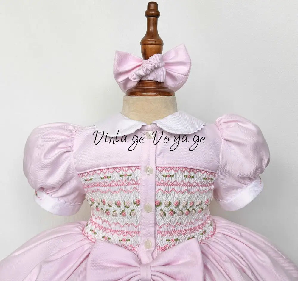 PRE-ORDER & GET IT NEXT WEEK! NEW! PALOMA BABY PINK FRONT & BACK HAND-SMOCKED🧵🪡DRESS & BOWS🎀 Baby & Toddler Dresses