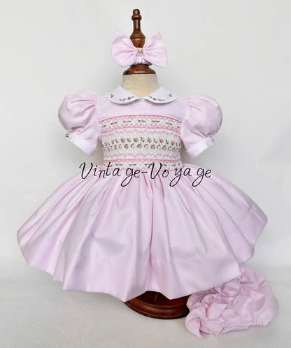 PRE-ORDER & GET IT NEXT WEEK! NEW! PALOMA BABY PINK FRONT & BACK HAND-SMOCKED🧵🪡DRESS & BOWS🎀 Baby & Toddler Dresses