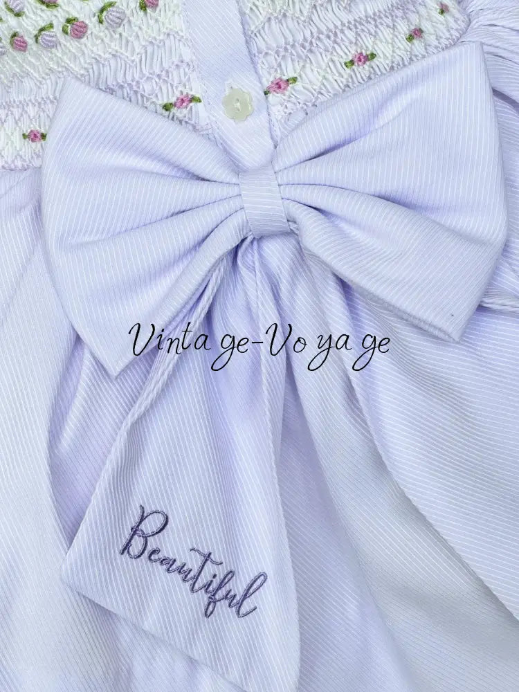 PRE-ORDER & GET IT NEXT WEEK! NEW! PALOMA PASTEL LILAC FRONT & BACK HAND-SMOCKED🧵🪡DRESS & BOWS🎀 Baby & Toddler Dresses