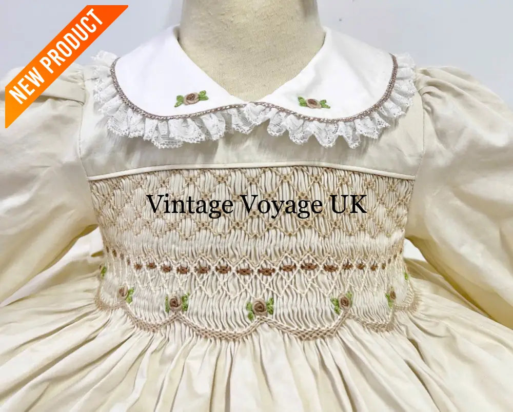 PRE-ORDER & GET IT NEXT WEEK! NEW! REBECCA CREAM HAND-SMOCKED DRESS & BOWS Baby & Toddler Dresses