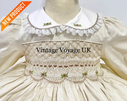 PRE-ORDER & GET IT NEXT WEEK! NEW! REBECCA CREAM HAND-SMOCKED DRESS & BOWS Baby & Toddler Dresses