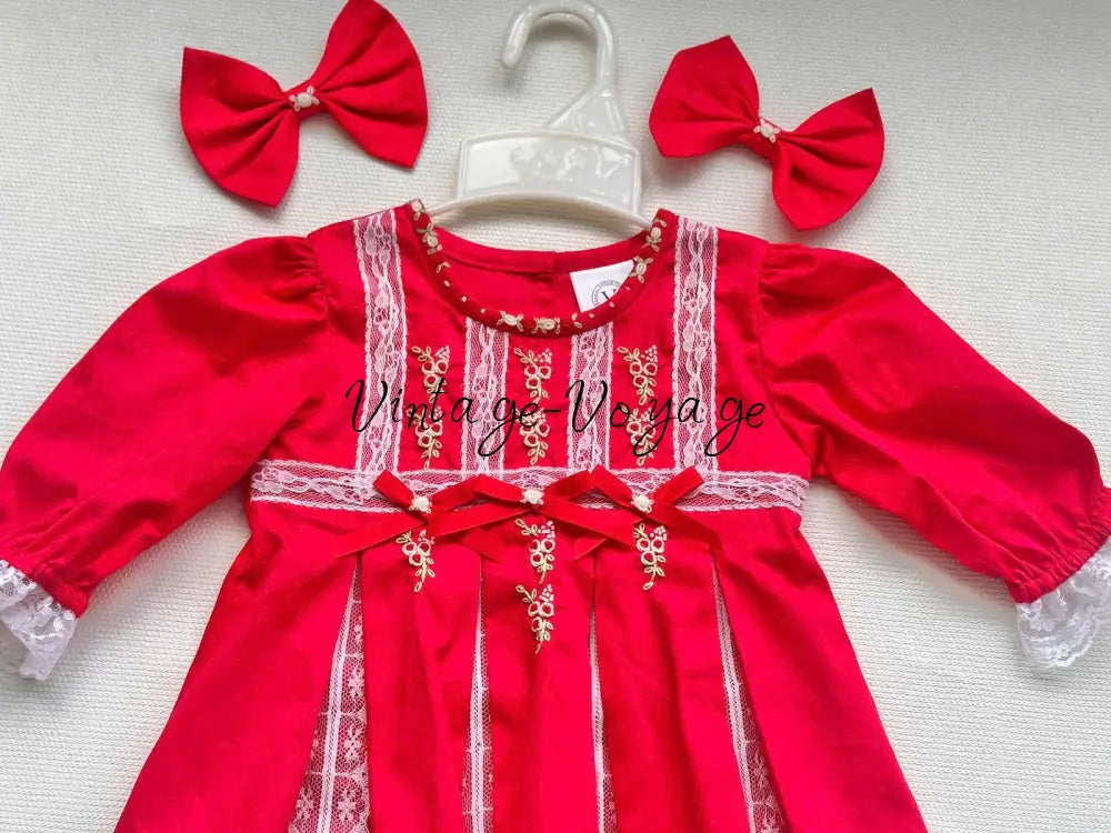 PRE-ORDER & GET IT NEXT WEEK! NEW🤩ROSY RED💞💞COTTON HAND-EMBROIDERED🧵🪡LACE & RIBBON PYJAMA SET🎀 pyjama set
