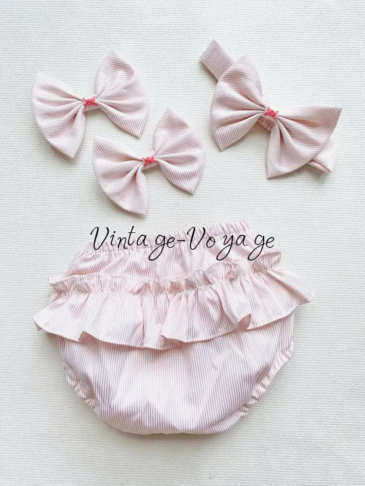 PRE-ORDER & GET IT NEXT WEEK! NEW SEASON! AMELIE PEACH PINSTRIPE HAND-SMOCKED DRESS & ACCESSORIES - Baby & Toddler